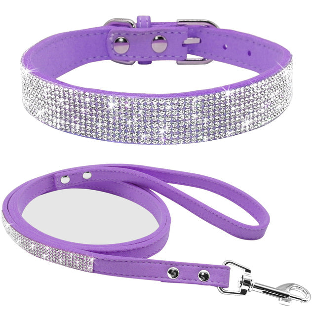 Rhinestone Pet Collar & Leash Set