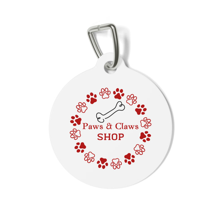 Pet Tag — Red Paw Print Name ID Tag (Paws & Claws Shop)