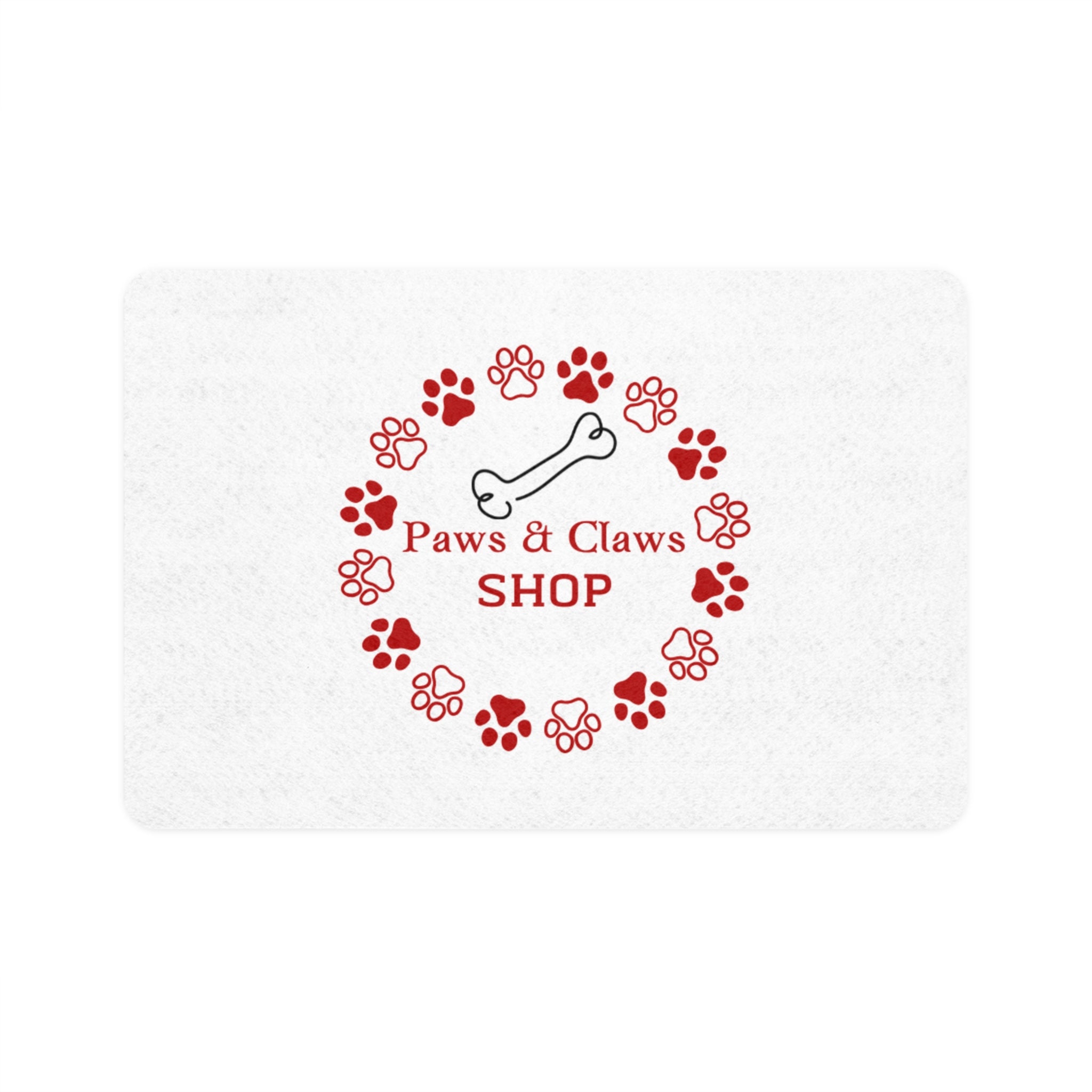 Pet Food Mat — "Paws & Claws SHOP" Paw Print Feeding Mat (12x18)