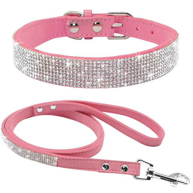 Rhinestone Pet Collar & Leash Set
