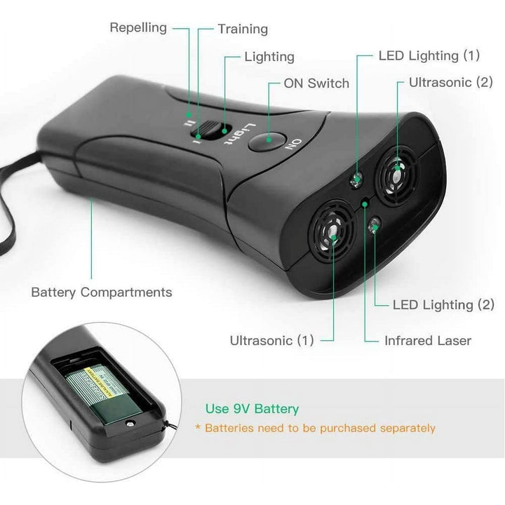Anti-Barking Ultrasonic Dog Training Device Handheld Indoor Outdoor