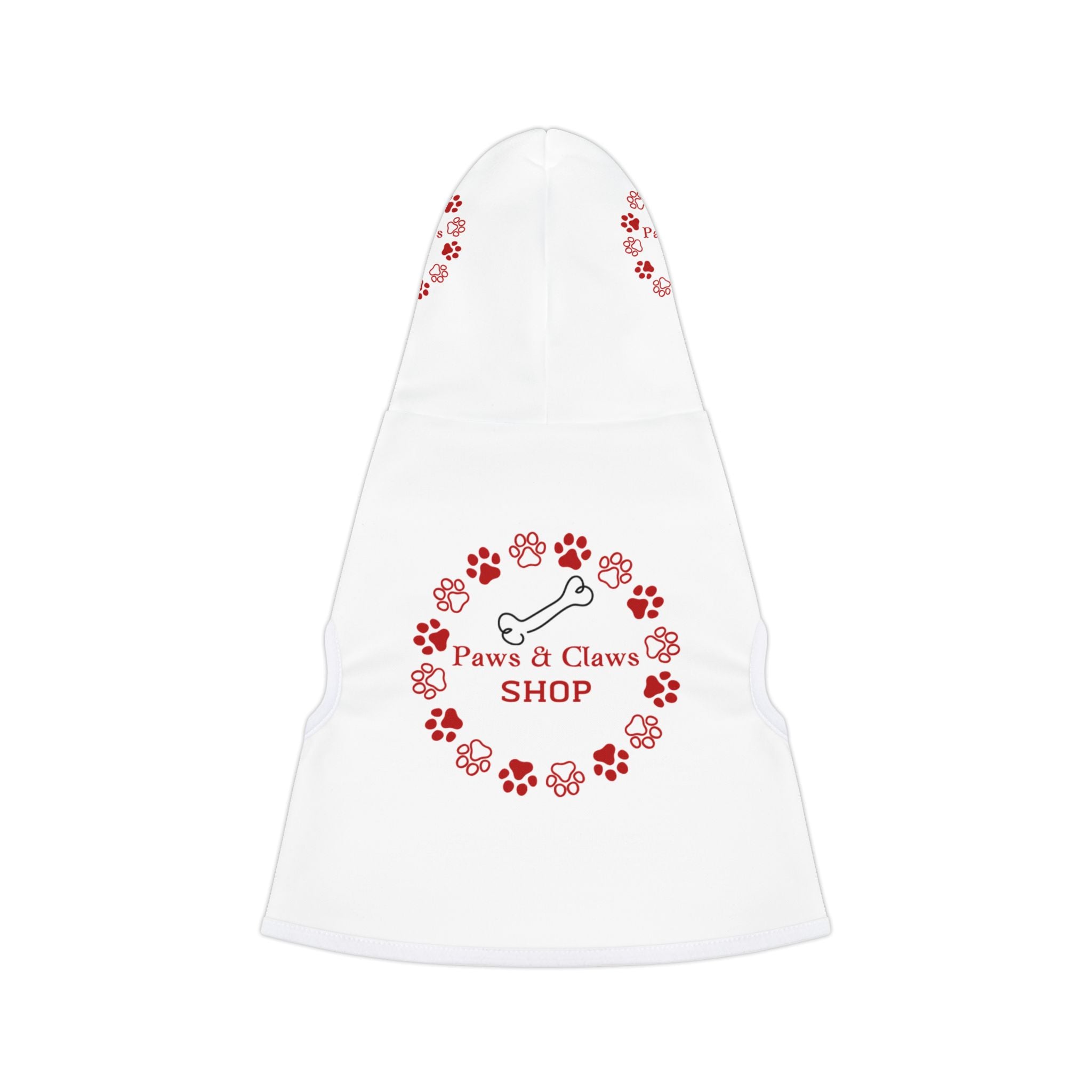 Pet Hoodie — 'Paws & Claws SHOP' Red Paw Print Logo Dog & Cat Hoodie