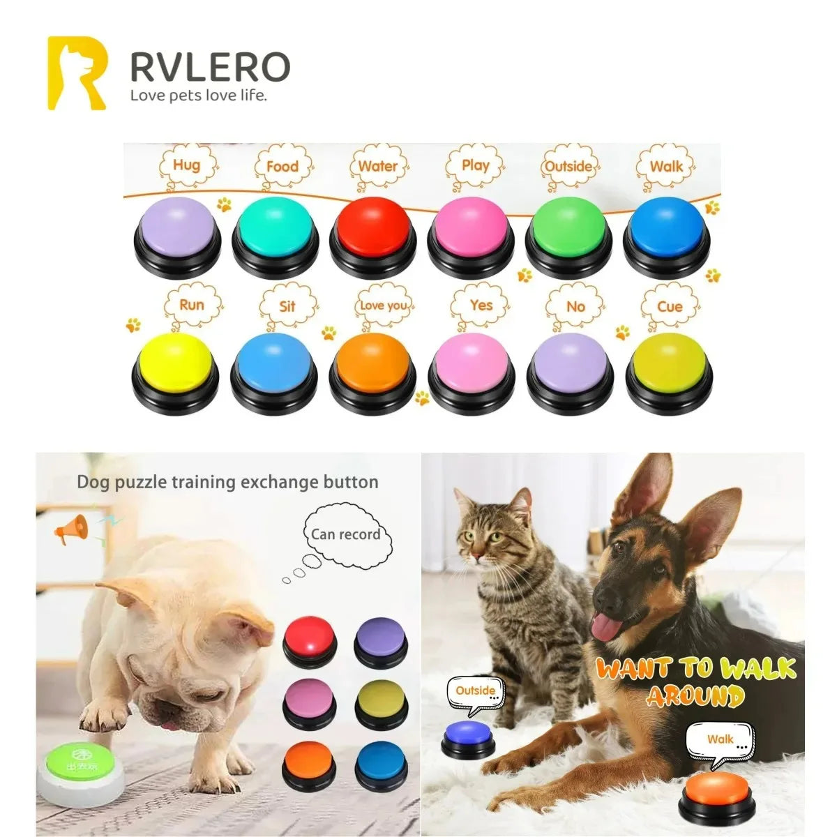 Dog Communication Buttons with Voice Recording for Pet Training