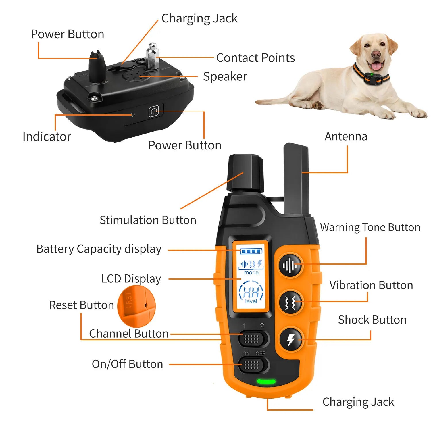3300Ft Electric Dog Training Collar Remote Waterproof Shock Vibration