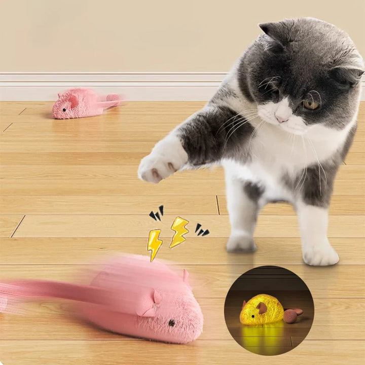 Interactive Plush Mouse Cat Toy for Indoor Self-Playing Kittens