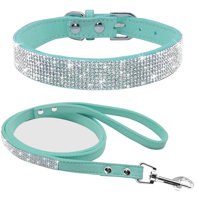 Rhinestone Pet Collar & Leash Set