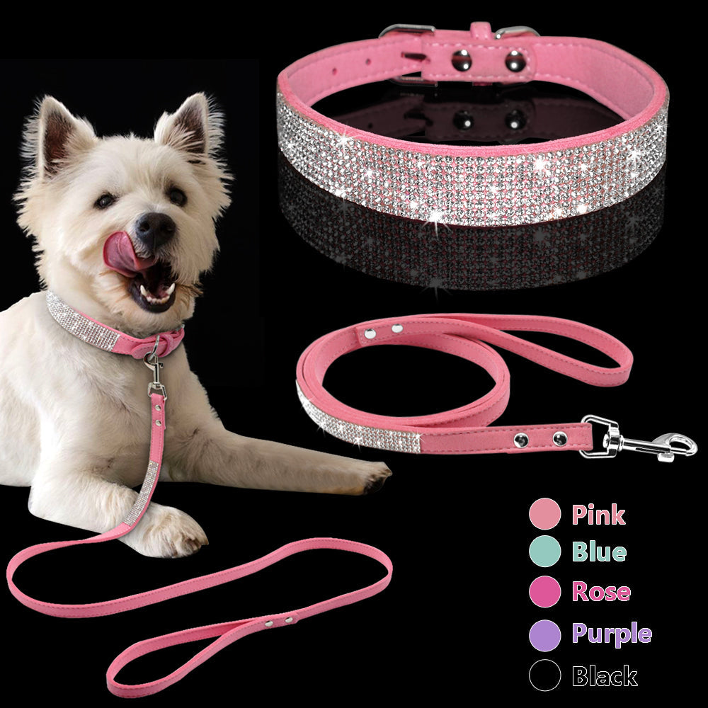 Rhinestone Pet Collar & Leash Set