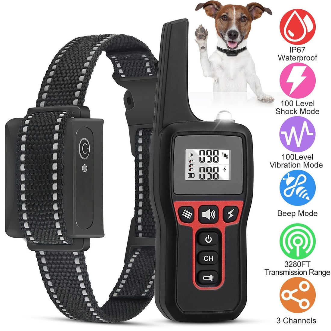 Long-Range 3280FT Dog Training Collar Waterproof Vibration Beep Shock