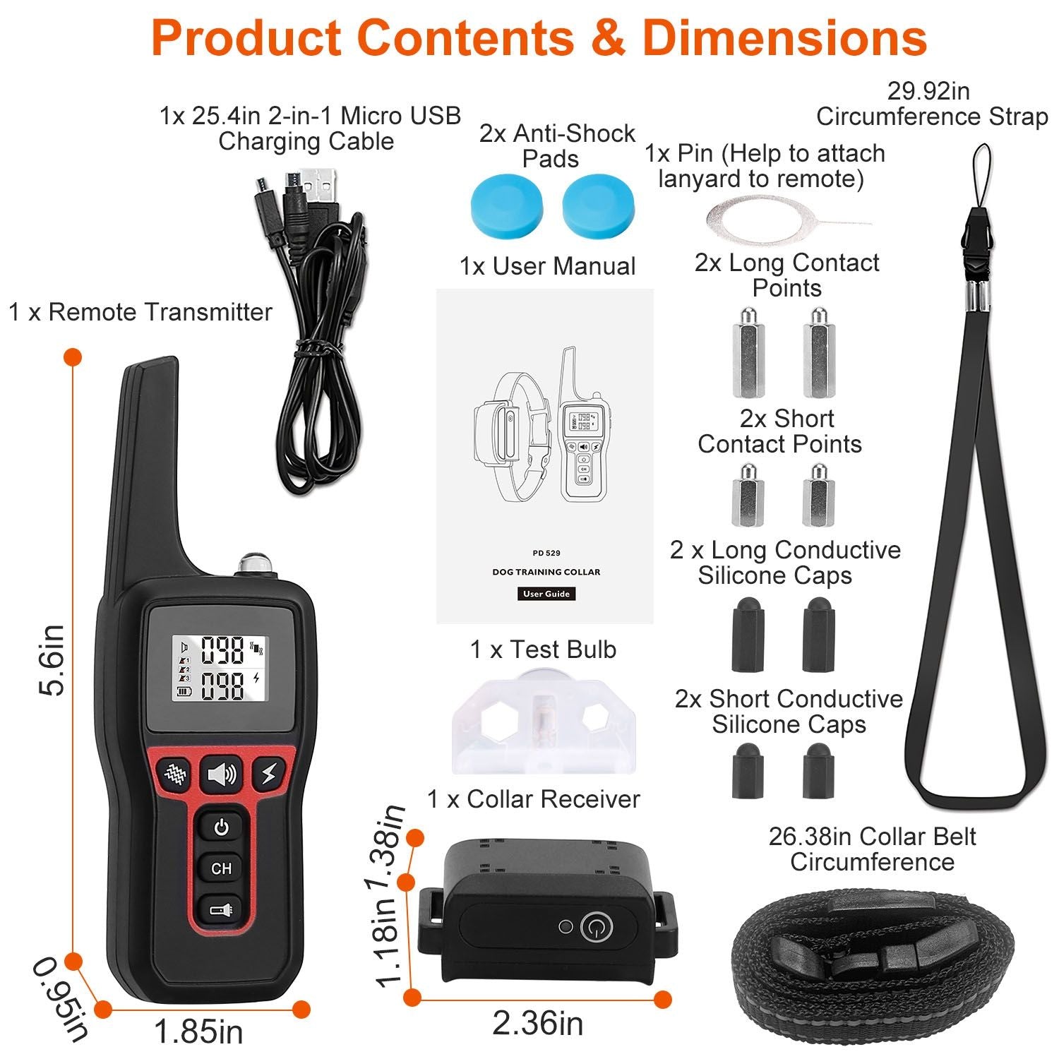 Long-Range 3280FT Dog Training Collar Waterproof Vibration Beep Shock