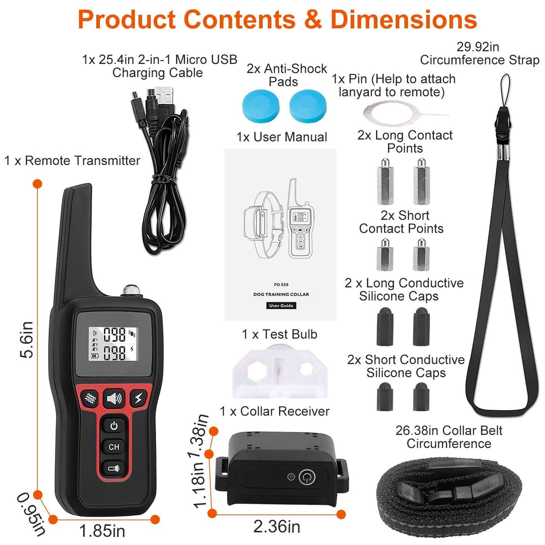 Long-Range 3280FT Dog Training Collar Waterproof Vibration Beep Shock