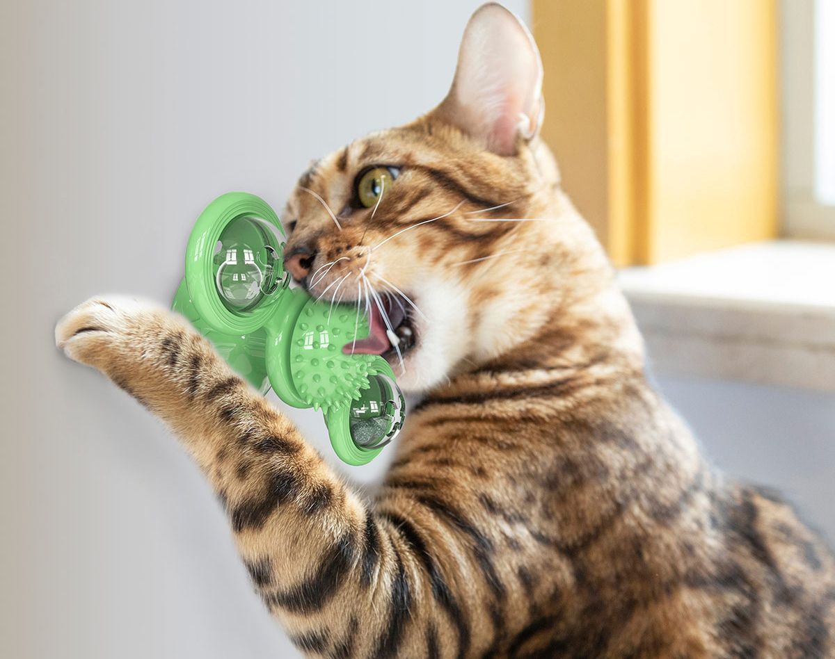 “Windmill” Rotating Suction Cup Spinning Toy for Cats